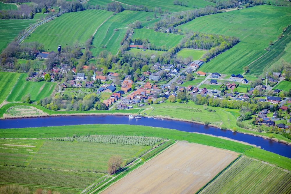 Großenwörden from above - Landscape in Grossenwoerden in the state Lower Saxony, Germany