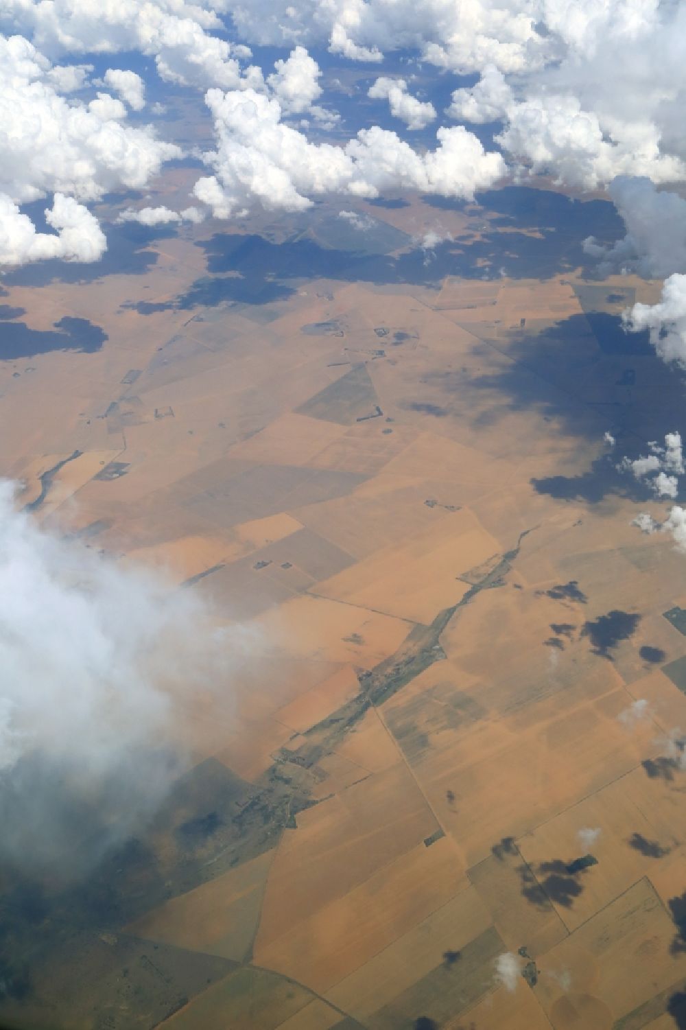 Aerial image Hoopstad - Landscape around Hoopstad in Free State, South Africa, is considered as a maize-producing area