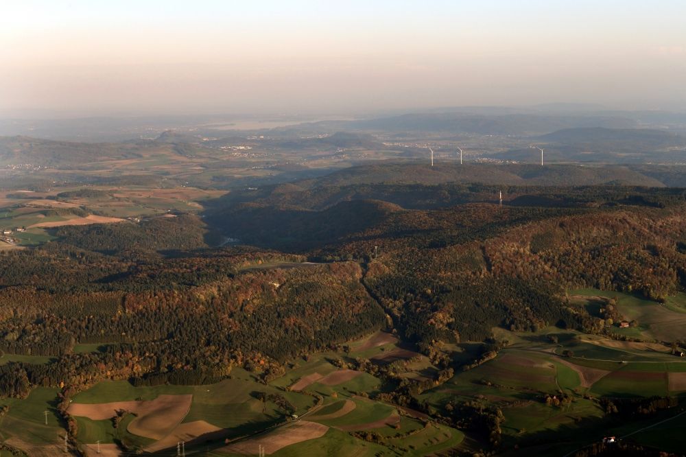 Blumberg from the bird's eye view: Landscape at the Randen mountains next to the district Fuetzen in Blumberg in the state Baden-Wurttemberg, Germany