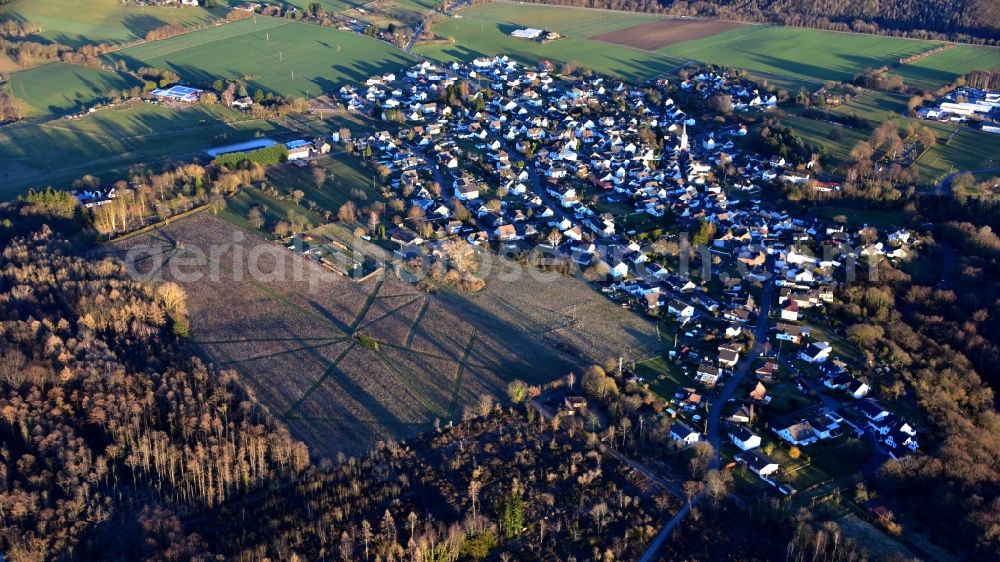 Aerial photograph Bruchhausen - Agricultural area with hunting aisles in the state Rhineland-Palatinate, Germany