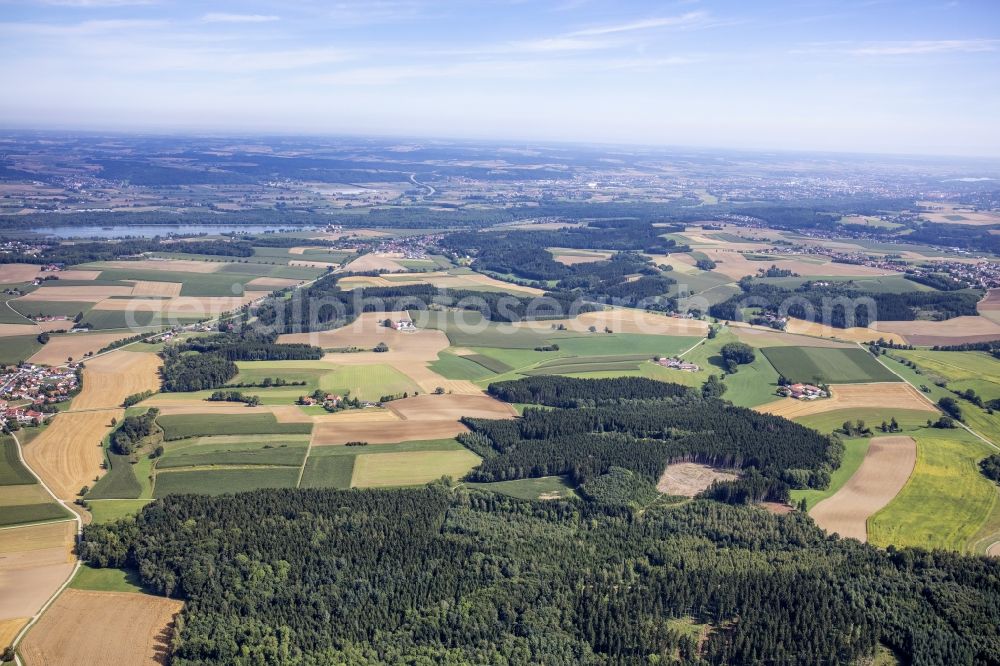 Aerial image Viecht - Structures on agricultural fields in Viecht in the state Bavaria, Germany