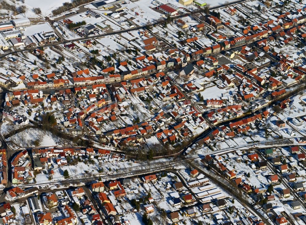 Aerial photograph Langewiesen Ilmenau - Covered with snow Winter landscape of Langewiesen - District of Ilmenau in Thuringia