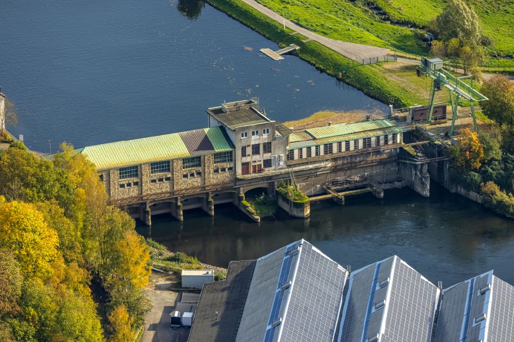 Wetter (Ruhr) from the bird's eye view: View of the run-of-the-river power plant at the Ruhr in the state North Rhine-Westphalia