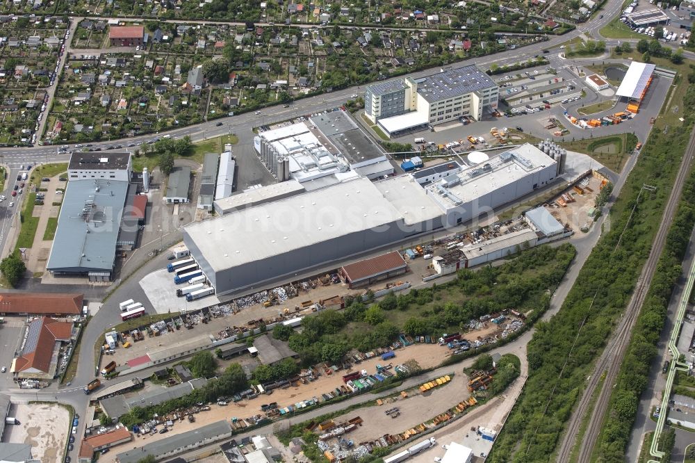 Aerial photograph Erfurt - Buildings and production halls on the food manufacturer's premises Erfurter Teigwaren GmbH in the district Johannesvorstadt in Erfurt in the state Thuringia, Germany