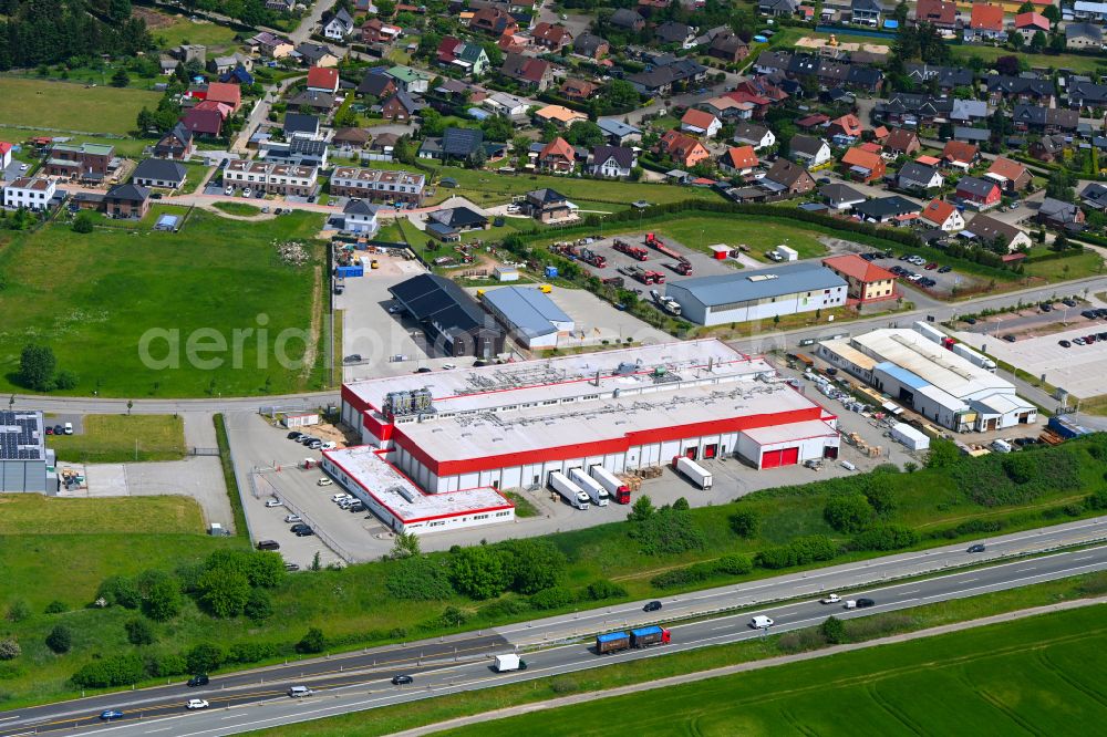 Aerial image Wittenburg - Buildings and production halls on the food manufacturer's premises Fine Food Feinkost Muehlenberg GmbH & Co.KG on street Suedring in Wittenburg in the state Mecklenburg - Western Pomerania, Germany