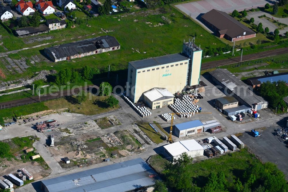 Aerial image Biesenthal - Buildings and production halls on the food manufacturer's premises of the dairy Lobethaler Bio on Sydower Feld in Biesenthal in the state Brandenburg, Germany