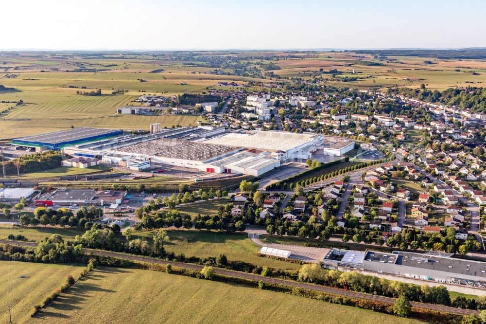 Contrexeville from above - Buildings and production halls on the food manufacturer's premises Nestle Waters Supply Est in Contrexeville in Grand Est, France