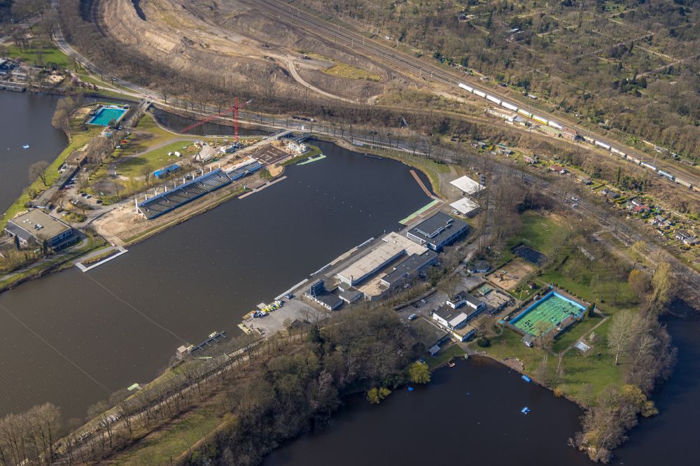 Duisburg from above - Sporting center of the regatta courses - Racetrack Sportpark Wedau in Duisburg in the state North Rhine-Westphalia