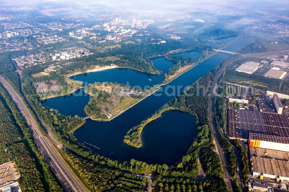 Köln from above - Sporting center of the regatta courses - Racetrack Fuehlinger See in Cologne in the state North Rhine-Westphalia, Germany