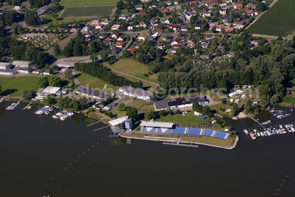 Brandenburg an der Havel from the bird's eye view: Sporting center of the regatta courses - Racetrack on the banks of the Havel in the district Goerden in Brandenburg an der Havel in the state Brandenburg, Germany