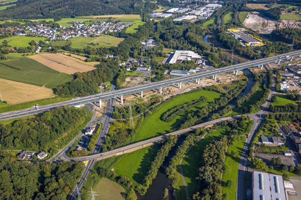 Hagen from the bird's eye view: Bridge Lennetalbruecke in Hagen at Ruhrgebiet in the state North Rhine-Westphalia in Germany