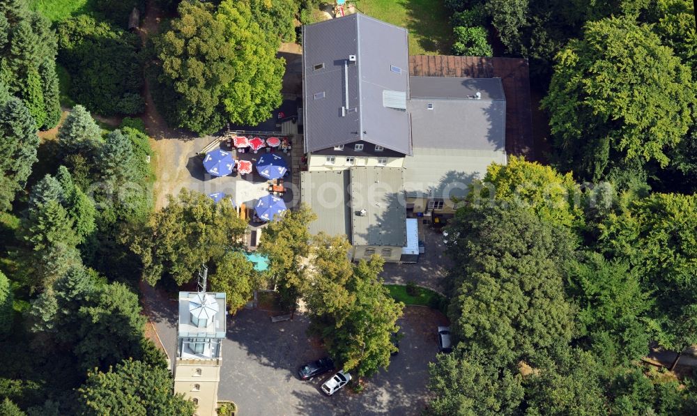 Aerial photograph Kamenz - View of the Lessing- tower and the Hutbergrestaurant on Hutberg in Kamenz in Saxony