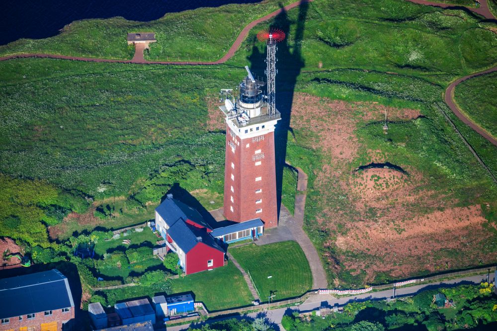 Aerial image Helgoland - Lighthouse as a historic seafaring character in the coastal area Hauptinsel in Helgoland in the state Schleswig-Holstein, Germany