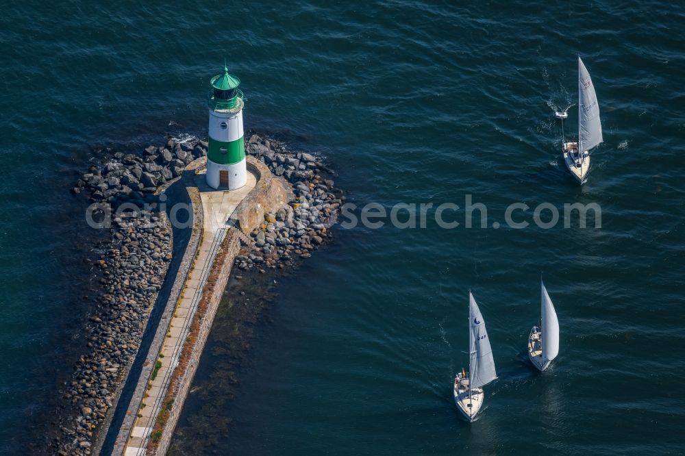Kappeln from the bird's eye view: Lighthouse Schleimuende and Lotseninsel as a historic seafaring character in the coastal area of Ostsee - Schlei in Kappeln in the state Schleswig-Holstein, Germany
