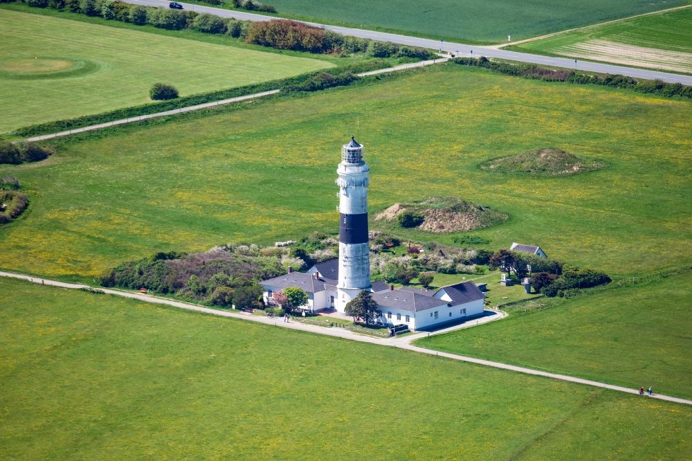 Kampen (Sylt) from the bird's eye view: Lighthouse as a historic seafaring character Langer Christian in Kampen (Sylt) at the island Sylt in the state Schleswig-Holstein, Germany