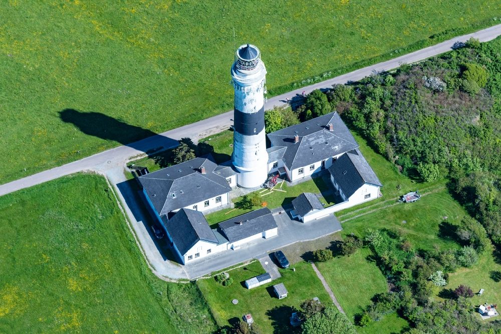 Aerial photograph Kampen (Sylt) - Lighthouse as a historic seafaring character Langer Christian in Kampen (Sylt) at the island Sylt in the state Schleswig-Holstein, Germany