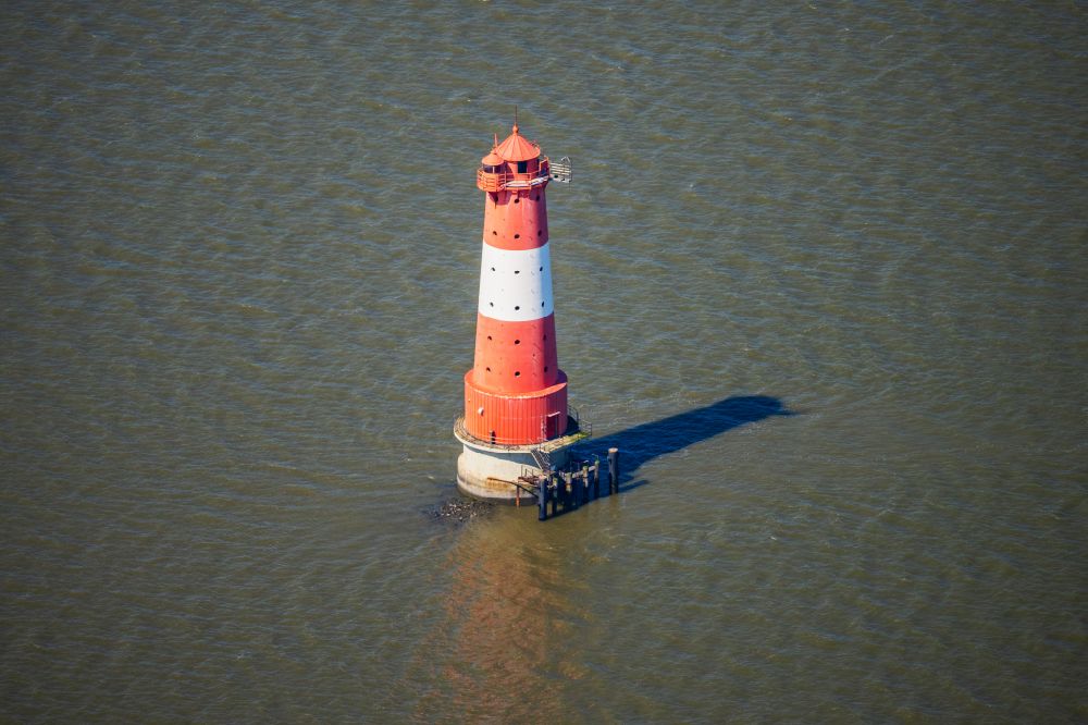 Wilhelmshaven from above - Lighthouse Arngast a maritime sign in the Jadebusen South of Wilhelmshaven on a sandbank in the watt in Lower Saxony Germany