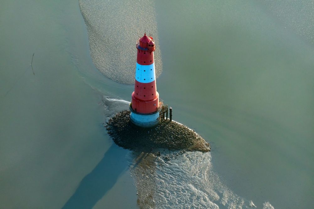 Aerial photograph Wilhelmshaven - Lighthouse Arngast a maritime sign in the Jadebusen South of Wilhelmshaven on a sandbank in the watt in Lower Saxony Germany