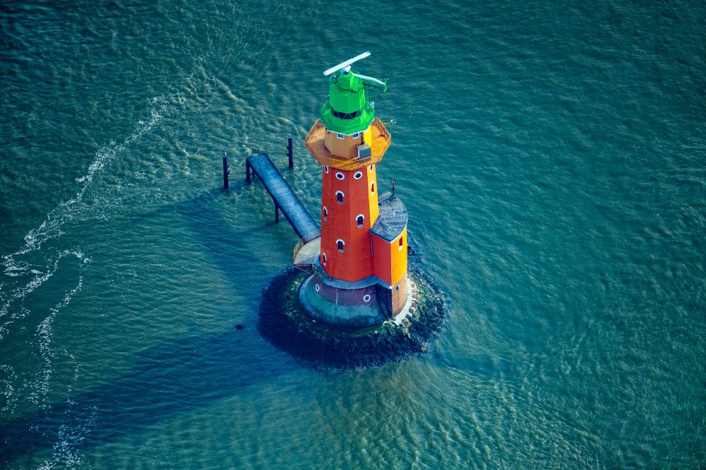 Butjadingen from the bird's eye view: Lighthouse as a historic seafaring character in the North Sea in Butjadingen in the state Lower Saxony