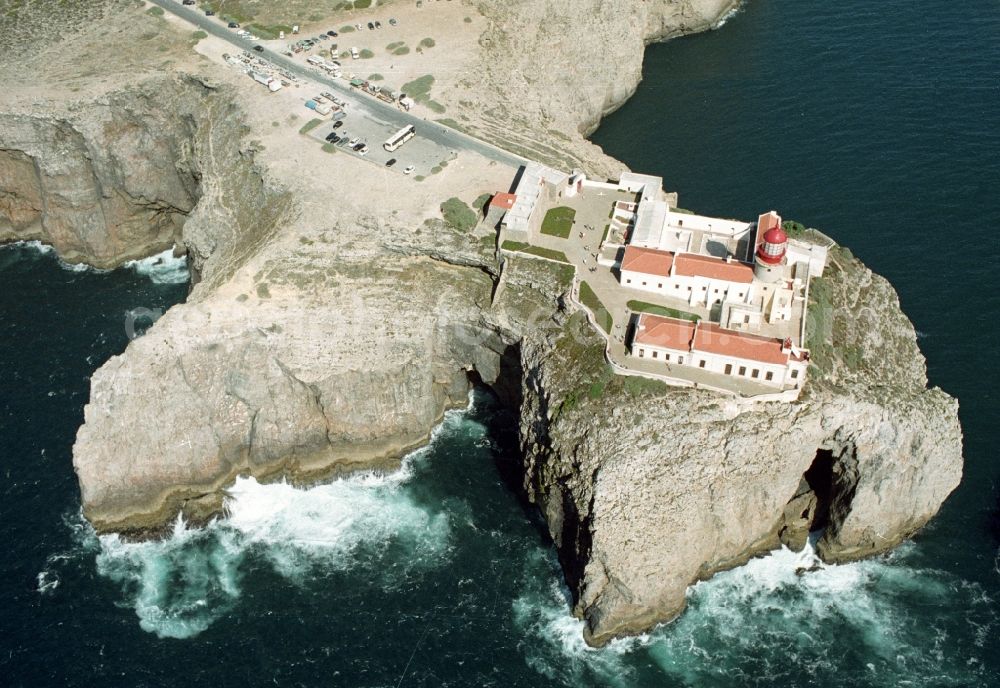 Sagres from above - Lighthouse on the southwestern tip of mainland Europe - Cabo de Sao Vicente at Sagres in Portugal