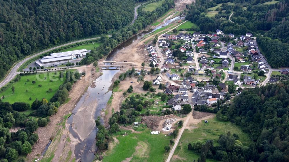 Aerial image Hönningen - Liers after the flood disaster in the Ahr valley this year in the state Rhineland-Palatinate, Germany