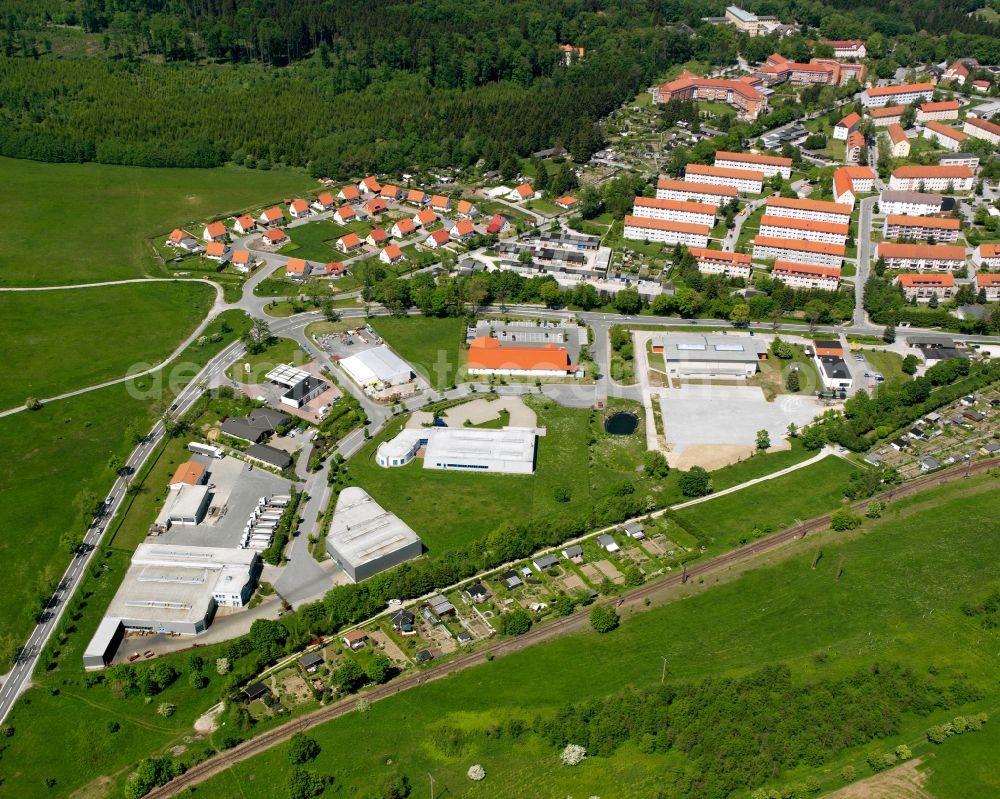 Aerial image Elbingerode (Harz) - Industrial and commercial area on the edge of agricultural fields and fields in Elbingerode (Harz) in the state Saxony-Anhalt, Germany