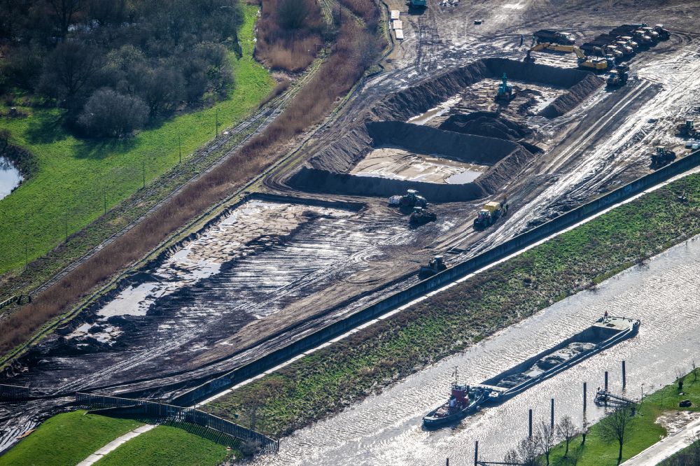 Aerial image Stade - LNG liquid gas terminal Elbschlick shipping on the former saltworks site in Stadersand in Stade in the state Lower Saxony, Germany