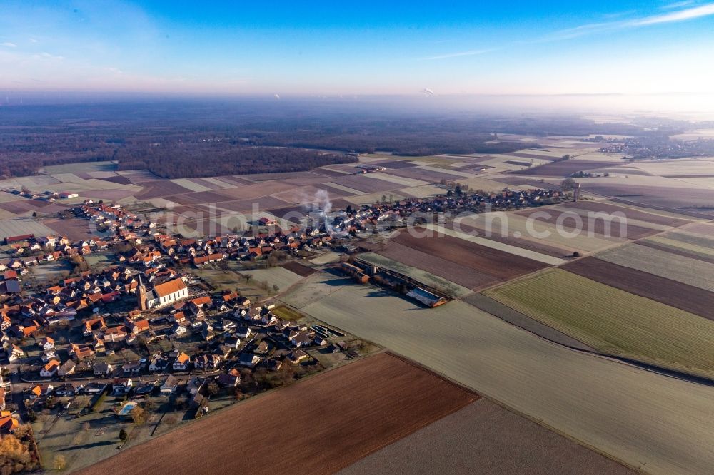 Aerial image Schleithal - Longest Village in Alsace in Schleithal in Grand Est, France