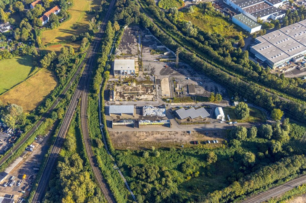 Aerial image Herne - Logistics yard of the scrap - recycling sorting plant on Rottstrasse in Herne at Ruhrgebiet in the state North Rhine-Westphalia, Germany