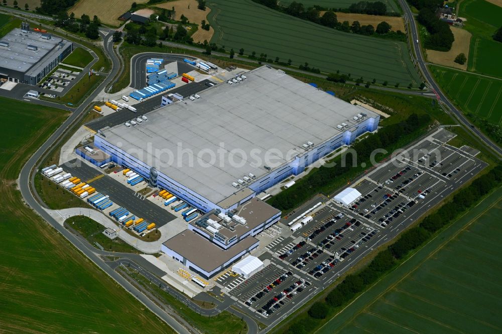 Aerial image Oelde - Building complex on the site of the logistics center of Amazon Europe Core S.a r.l. on Rhedaer Strasse in Oelde in the state North Rhine-Westphalia, Germany