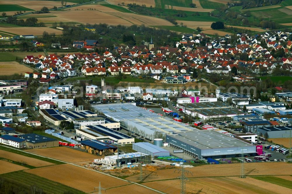 Ottmarsheim from above - Building complex and grounds of the logistics center Mueller - Die lila Logistik AG in Ottmarsheim in the state Baden-Wurttemberg, Germany