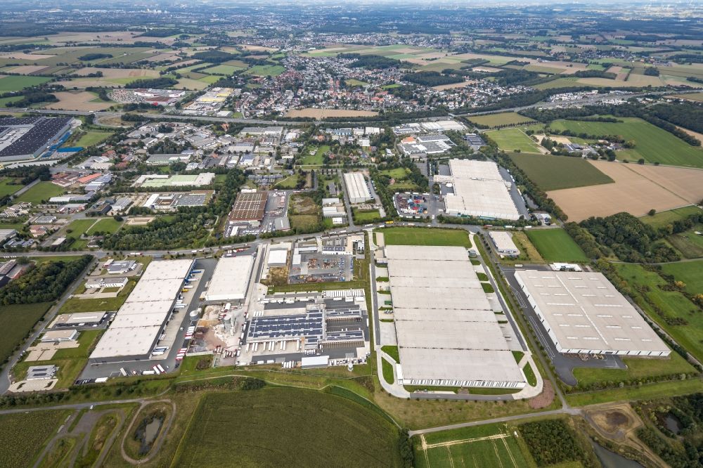 Hamm from above - Complex on the site of the logistics center on Oberallener Weg in Hamm at Ruhrgebiet in the state North Rhine-Westphalia, Germany