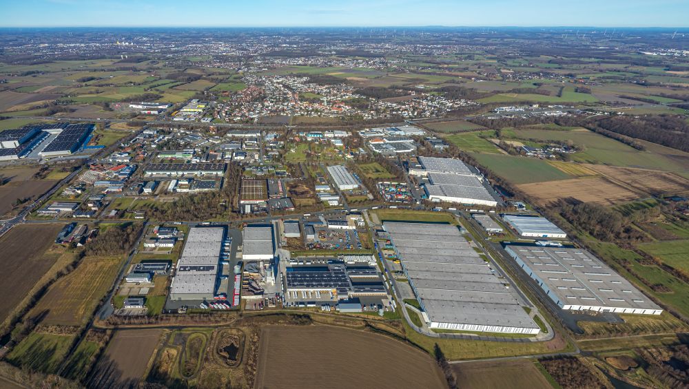 Hamm from above - Complex on the site of the logistics center on Oberallener Weg in Hamm in the state North Rhine-Westphalia, Germany