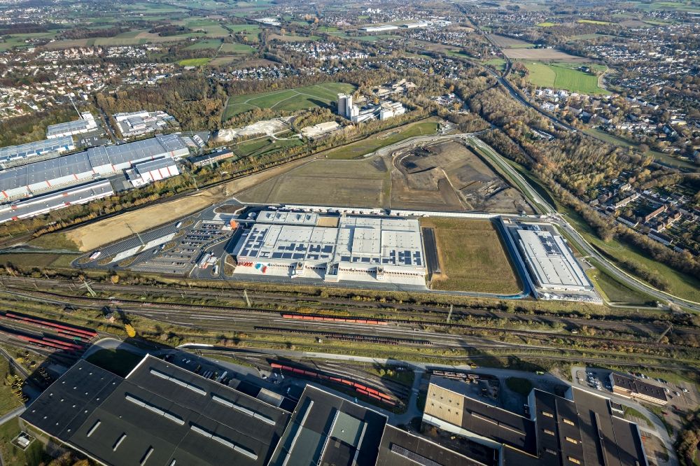 Aerial image Dortmund - Building complex on the site of the logistics center REWE DORTMUND Grosshandel eG on Rueschebrinkstrasse in Dortmund in the state North Rhine-Westphalia, Germany