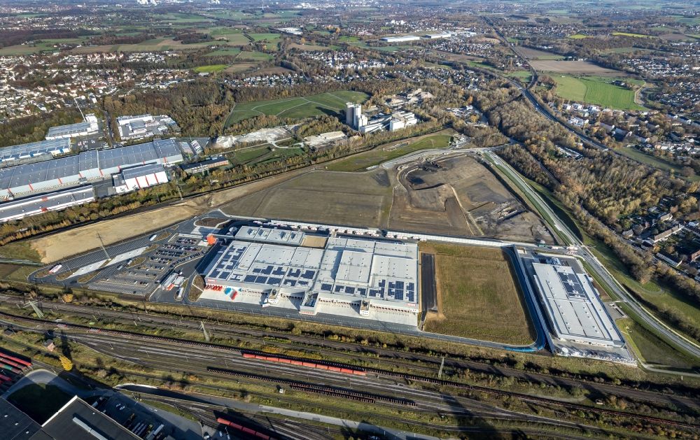 Aerial photograph Dortmund - Building complex on the site of the logistics center REWE DORTMUND Grosshandel eG on Rueschebrinkstrasse in Dortmund in the state North Rhine-Westphalia, Germany