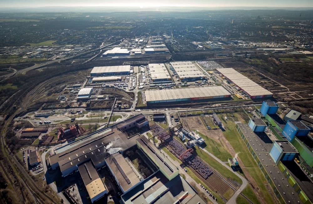 Aerial photograph Dortmund - Building complex on the site of the logistics center internet dealer Amazon in the district Innenstadt-Nord in Dortmund in the state North Rhine-Westphalia
