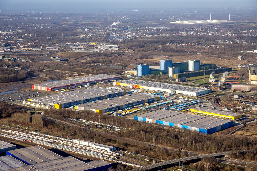 Aerial photograph Dortmund - Building complex on the site of the logistics center internet dealer Amazon in the district Innenstadt-Nord in Dortmund in the state North Rhine-Westphalia