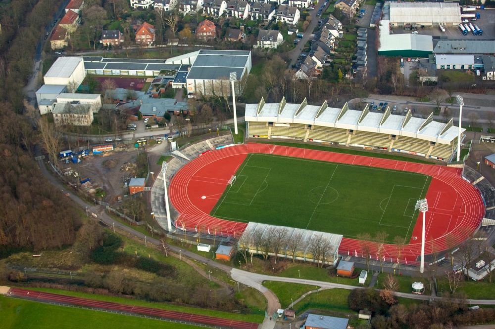 Bochum from above - Olympic base with sports halls and boarding school at Lohrheidestadion located in Bochum Wattenscheid district in North Rhine-Westphalia