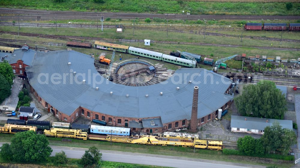 Staßfurt from the bird's eye view: Stassfurt locomotive shed in Stassfurt in the state Saxony-Anhalt, Germany