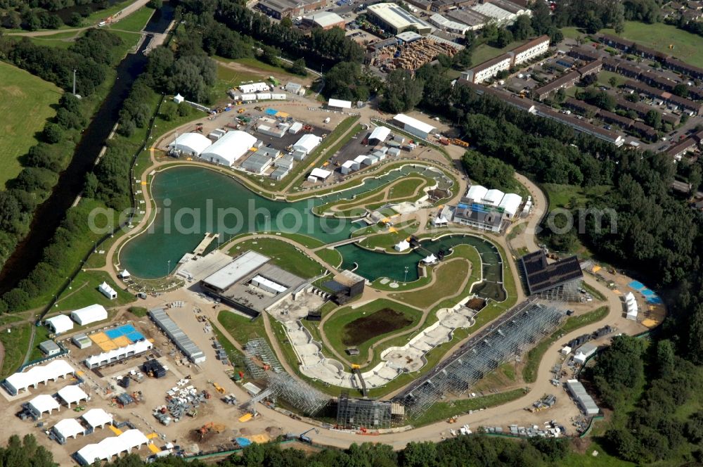 Waltham Cross from above - The canoe slalom park Lee Valley White Water Centre is an Out-of-London venue and located near by Waltham Cross in Hertfordshire and one of the Olympic and Paralympic venues for the 2012 Games in Great Britain