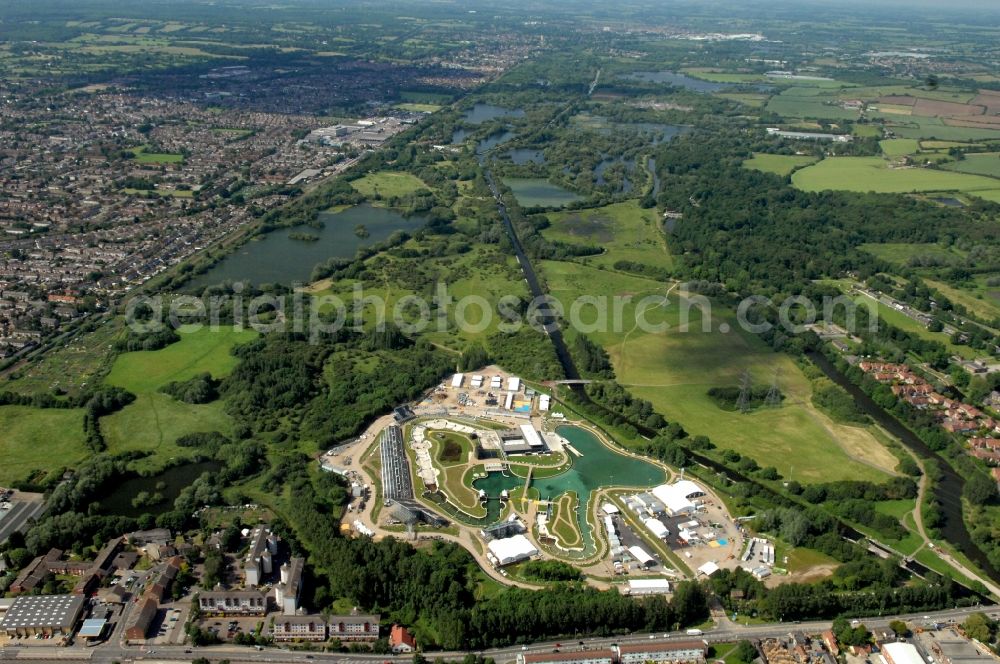 Aerial image Waltham Cross - The canoe slalom park Lee Valley White Water Centre is an Out-of-London venue and located near by Waltham Cross in Hertfordshire and one of the Olympic and Paralympic venues for the 2012 Games in Great Britain