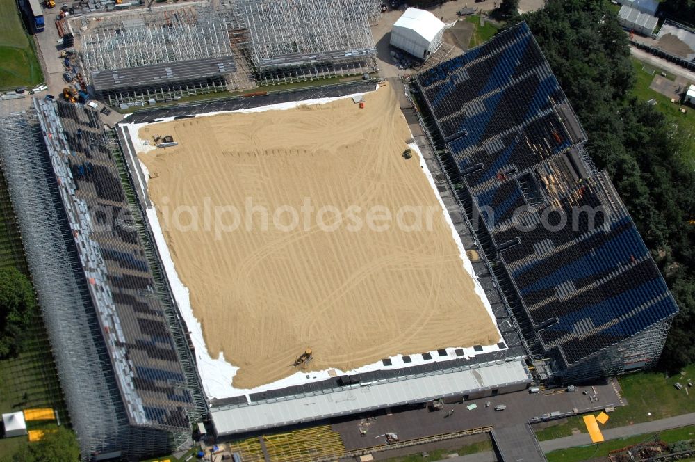 London from the bird's eye view: Equestrian Arena in Greenwich Park is a venue for the equestrian competitions of the Olympic and Paralympic Games 2012 in Great Britain