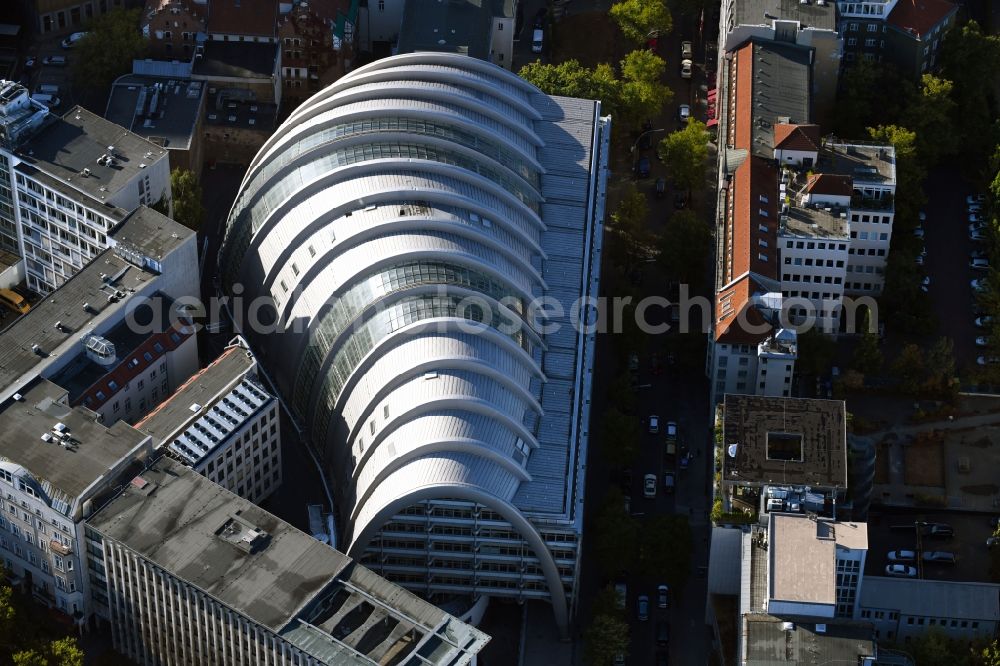 Berlin from above - The Ludwig-Erhard-Haus (commonly known as Armadillo), the seat of the Berlin Stock Exchange and the Chamber of Commerce's (ICC). The building was constructed by Nicholas Grimshaw and Partners. It is located Fasanenstrasse in Berlin's Charlottenburg