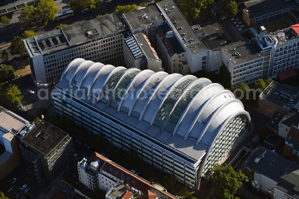 Berlin from above - The Ludwig-Erhard-Haus (commonly known as Armadillo), the seat of the Berlin Stock Exchange and the Chamber of Commerce's (ICC). The building was constructed by Nicholas Grimshaw and Partners. It is located Fasanenstrasse in Berlin's Charlottenburg
