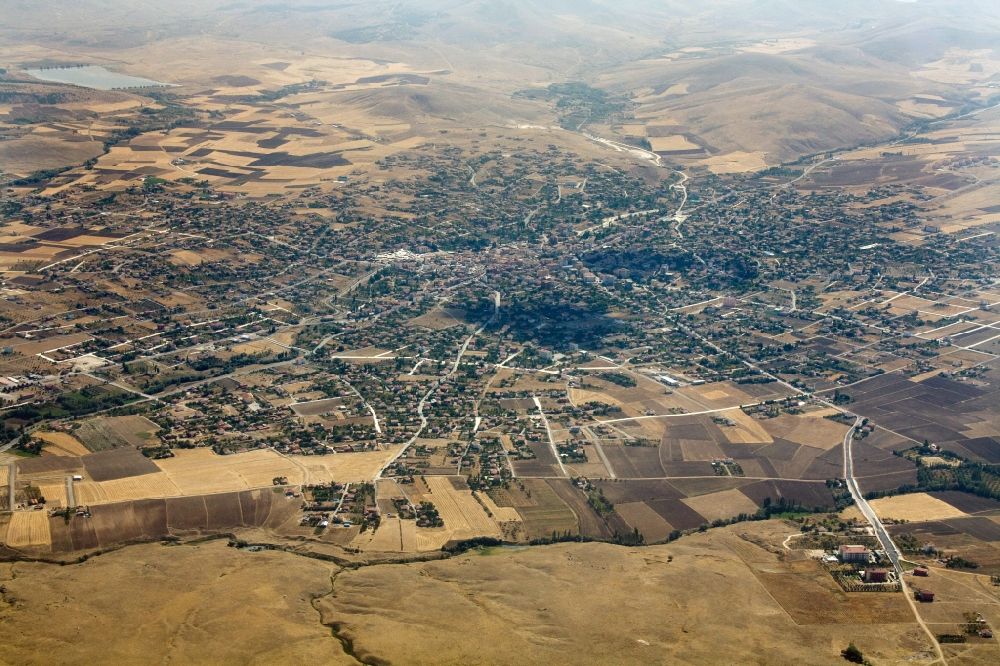 Sereflikochisar from the bird's eye view: Aerial view of Sereflikochisar in central Anatolia in the province / Il Ankara in Turkey / Türkiye