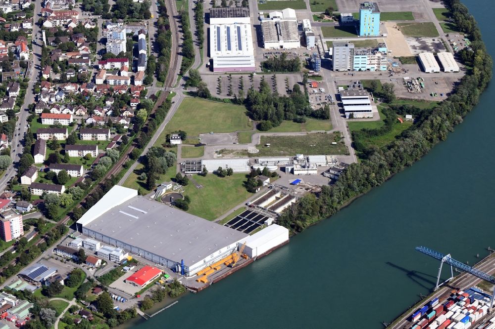 Grenzach-Wyhlen from above - Airtight enclosure of the rehabilitation of perimeter 1/3 by Roche Pharma AG in Grenzach-Wyhlen in the state of Baden-Wuerttemberg