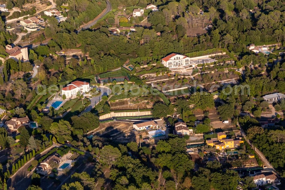 Aerial image Montauroux - Luxury residential villa of single-family settlement with terassed park, tennis-court and pool in Montauroux in Provence-Alpes-Cote d'Azur, France