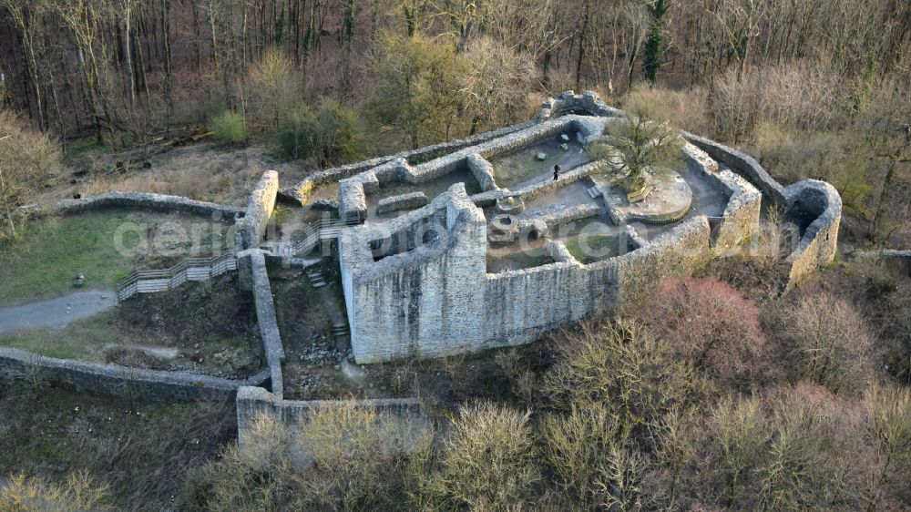 Bad Honnef from the bird's eye view: Ruins of the Loewenburg near Bad Honnef in the state North Rhine-Westphalia, Germany