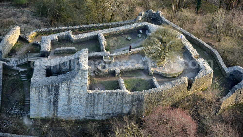 Aerial image Bad Honnef - Ruins of the Loewenburg near Bad Honnef in the state North Rhine-Westphalia, Germany