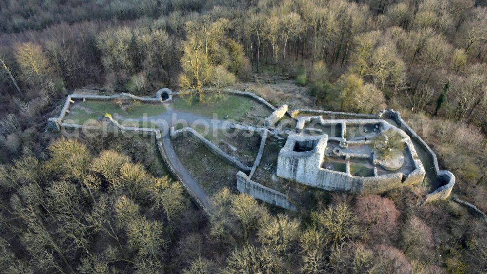 Aerial photograph Bad Honnef - Ruins of the Loewenburg near Bad Honnef in the state North Rhine-Westphalia, Germany
